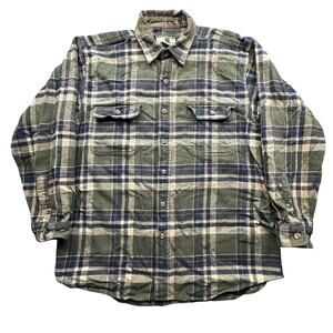 Field & Stream Flannel Button Up Shirt Mens Large Long Sleeve Check Plaid Green
